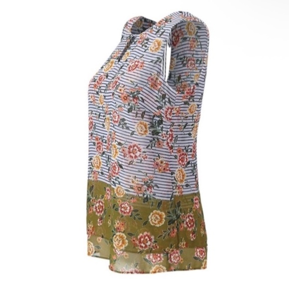 CAbi Penelope Tank Top - Floral and Stripe Mix. EUC size L. Retails $89 - Picture 11 of 12